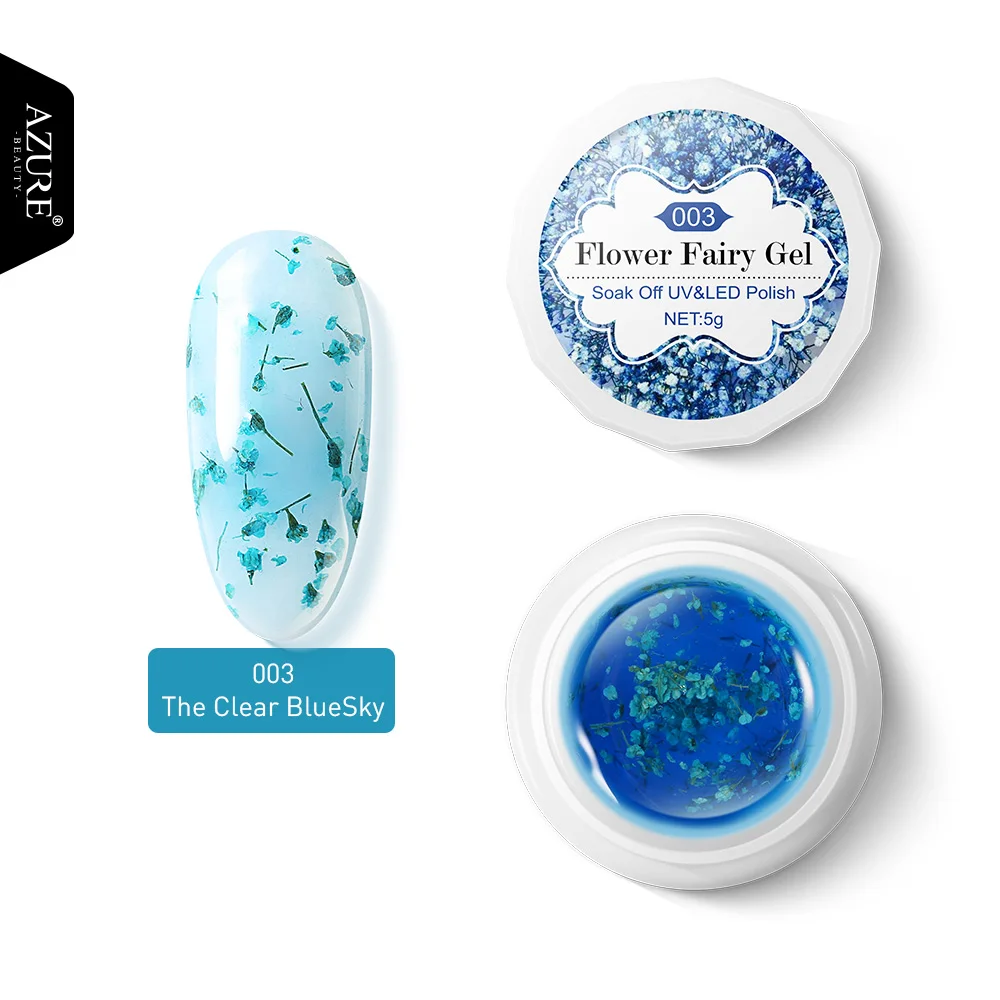 

Azure Beauty Dried Flowers Led Nail Gel Polish Shiny Glitter Decorations UV Nail Polish Lacquer Semi Permanent UV Gel Enamel
