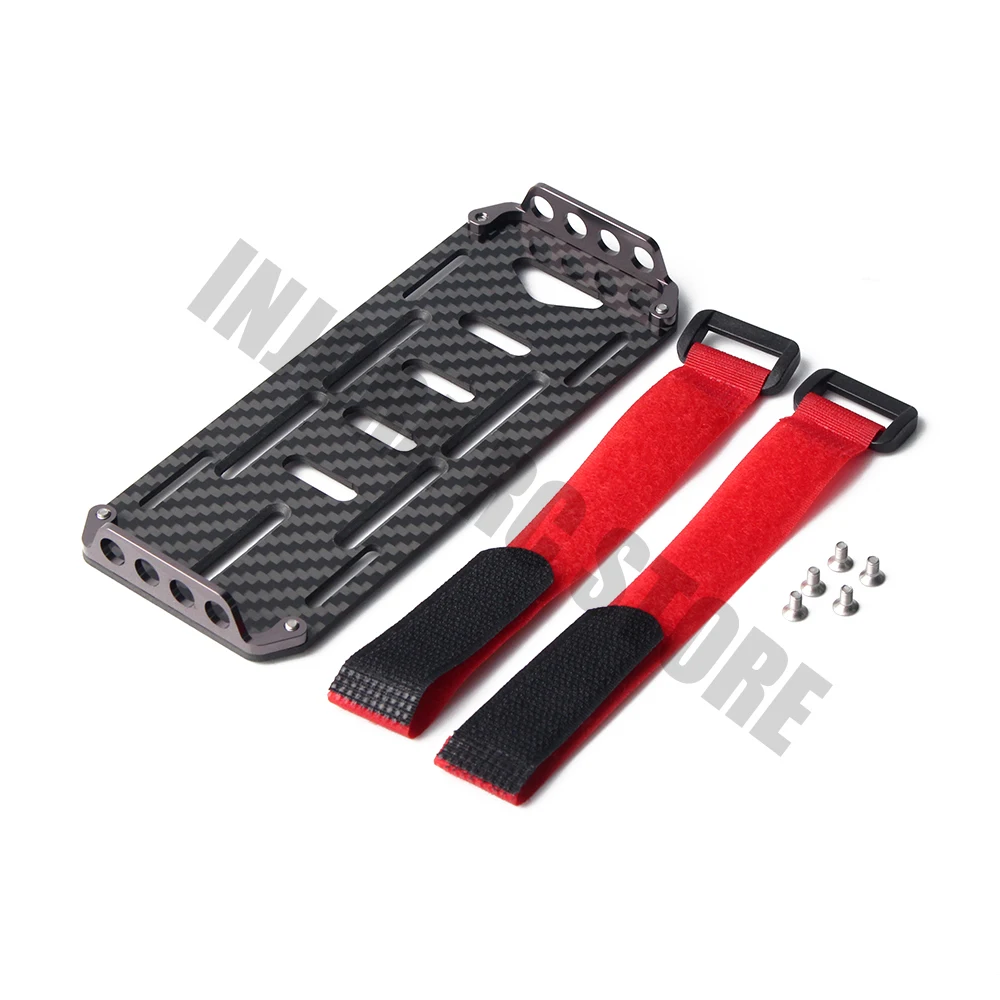 RC Crawler Metal Carbon Fiber Battery Mounting Plate with String for for 1:10 Scale RC Car Axial SCX10 90046 D90 Tamiya CC01 RC Crawler Metal Carbon Fiber Battery Mounting Plate with String for for 1:10 Scale RC Car Axial SCX10 90046 D90 Tamiya CC01