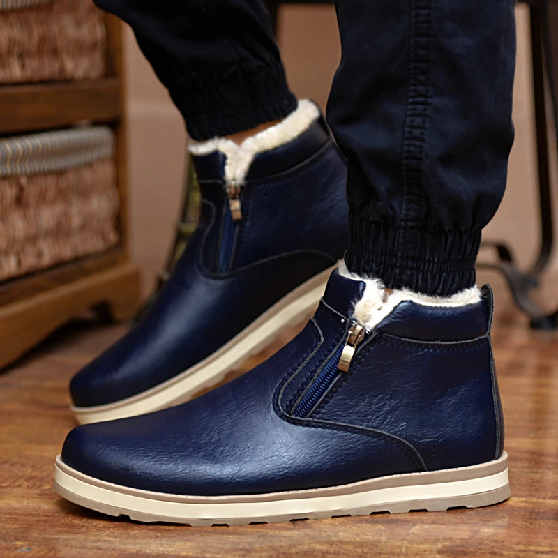 2016 Super Warm Men s Winter Suede Leather Ankle Boots Men Autumn Waterproof Snow Boots Leisure
