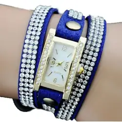 Топ новый кожаный браслет необычные часы со стразами платье наручные часы Мода корейский стиль для девочек Прямая поставка школьников moontre