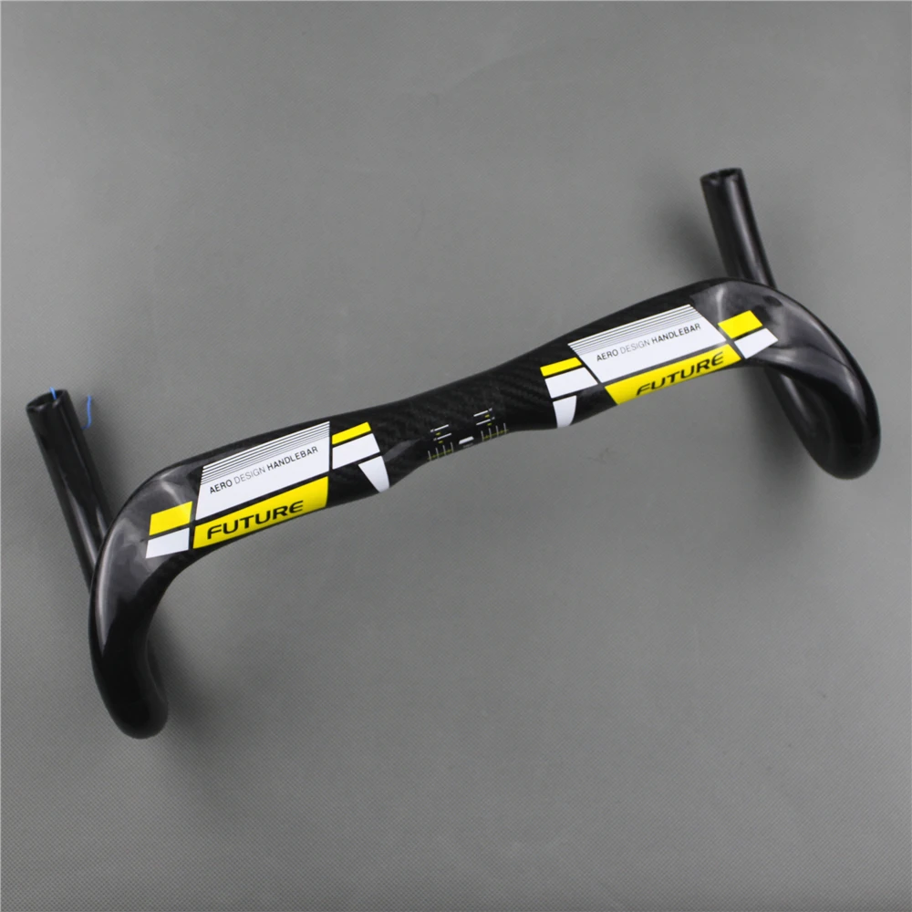 

free shipping FUTURE full carbon fiber road bike handlebar Racer handle yellowbreaking wind bent the 31.8 * 380/400/420/440