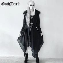 Женская длинная сетчатая юбка Goth Dark, черная готическая юбка на молнии, асимметричная прозрачная юбка с пентаграммой