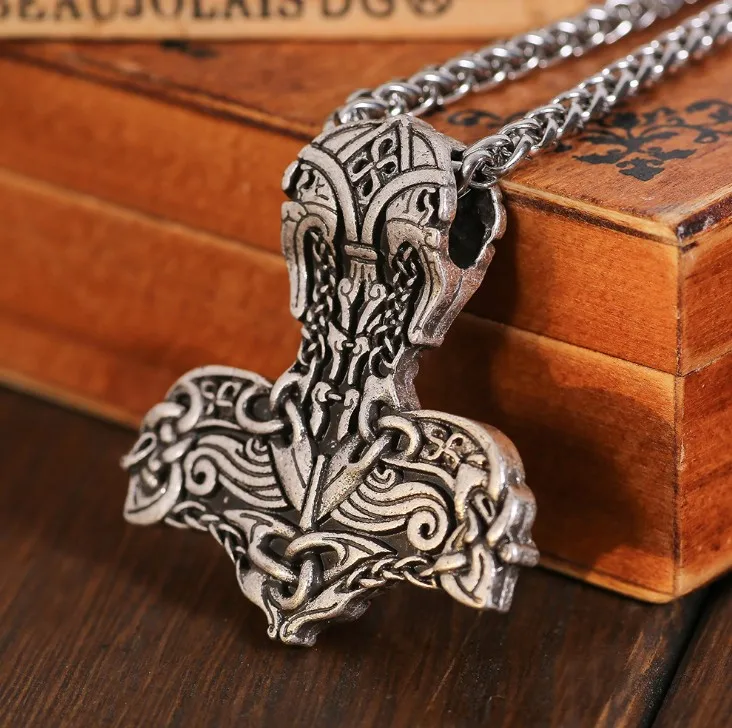 

Antique Silver Nordic Knot Viking Pendant Retro Norse Viking Rune Talisman Men's Necklace