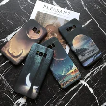 

Starry Sky Moon Stars Mountain Landscape Phone Cases For Samsung Galaxy S7 S7 Edge S8 S9 Plus Note8 Moon Hard PC phone Cover