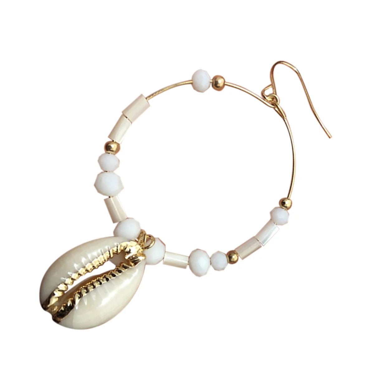Punk Style Shell Earring For Women Gold Color Big Round Circle Bead Dangle Earring Shellhard Boho Statement Jewelry bijoux femme