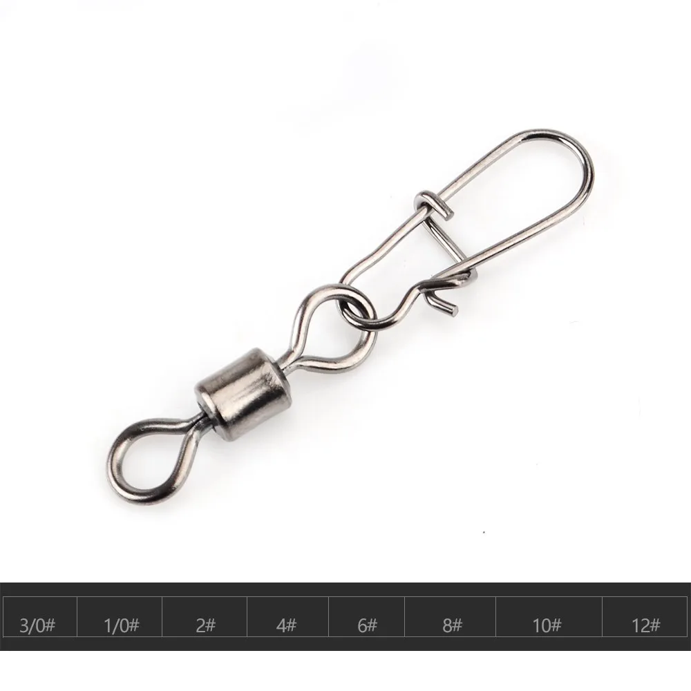 10PCS 2# 4# 6# 8#10# 12#13# Stainless Steel Fishing Connector Pin Bearing Rolling Swivel Snap Pins Fishing Tackle Accessories