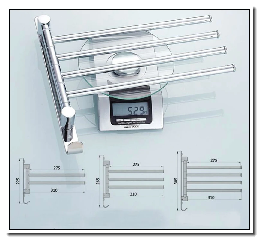 Полотенца бар вращающимся Полотенца стойки Ванная комната настенный поворотный Полотенца держатель рельс с крючком хром черный Полотенца