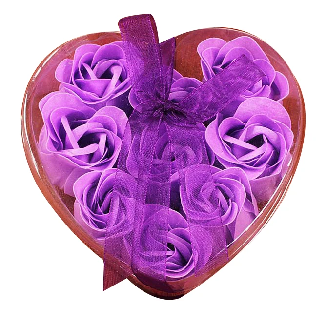 

9Pcs Scented Rose Flower Petal Bath Body Soap Wedding Party Gift(Purple)