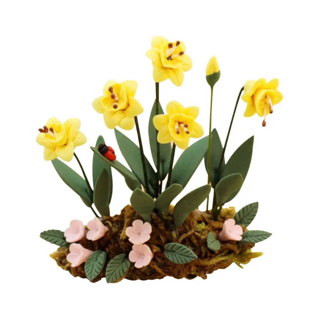 

1:12 Dollhouse minaiture clay blooming yellow petunia for garden outdoor