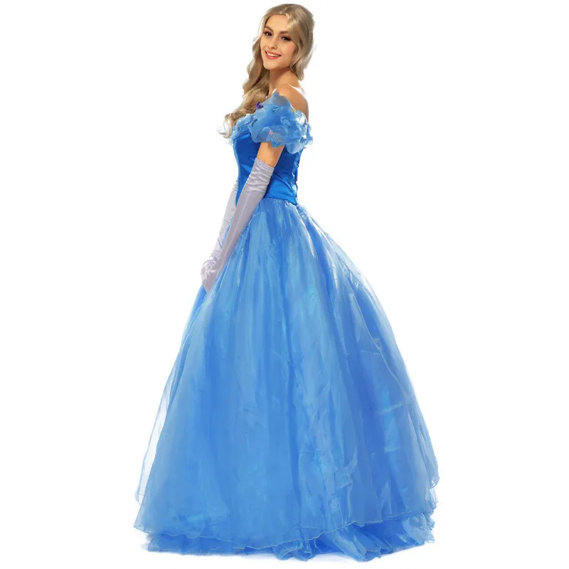 Роскошная взрослая Золушка костюм принцессы сказочное женское Модное бальное платье женское синее платье