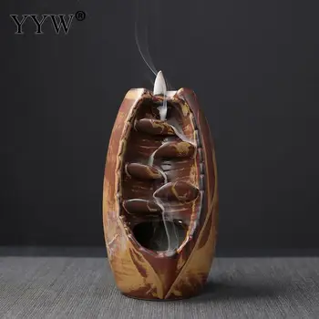 

Incense Burner Backflow Incense Cone Holder Aroma White Smoke Censer Home Decor Porcelain Incense Cones Burner Send 10pcs Cones