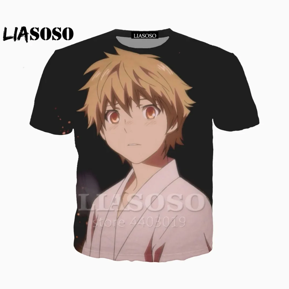 LIASOSO Лидер продаж Мода Harajuku футболка Noragami аниме Йато Yukine Ики Hiyori 3D печати мужская