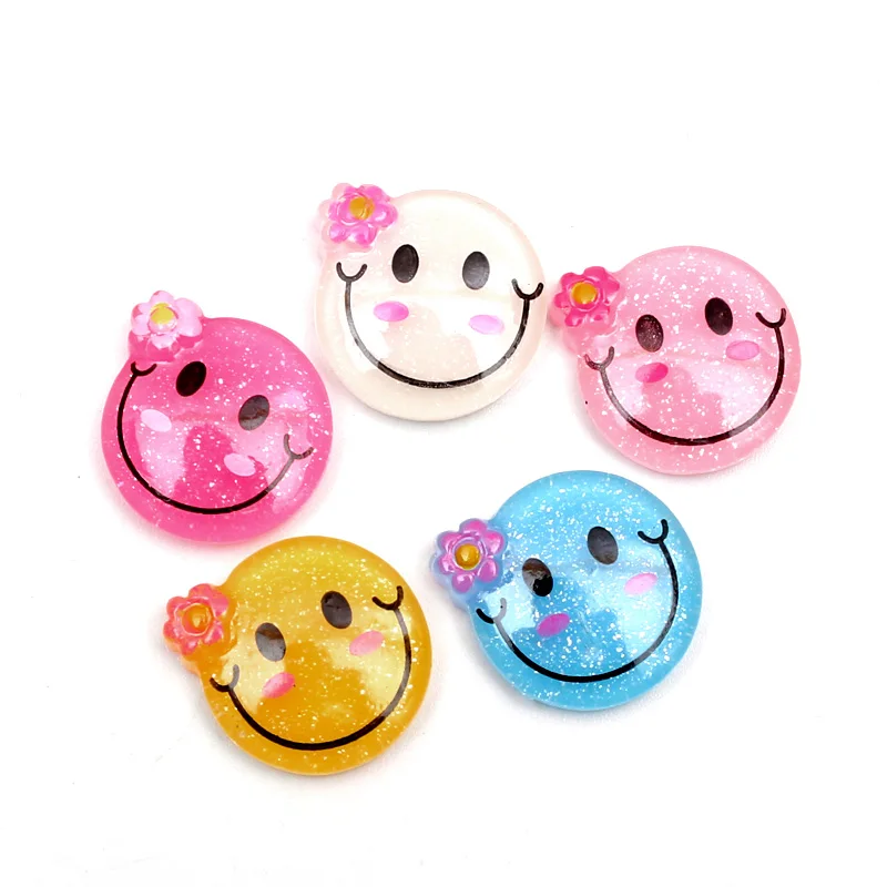 

20pcs Smiley Expression Resin Crafts Christmas Decoration Flatback Cabochon Embellishment For Scrapbook DIY Accessoris