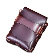 Petit Vintage Hommes Véritable peau de Vache En Cuir Cigarette Ceinture Sac Casual Fanny Sac Cadeaux Faits À La Main Taille Pack