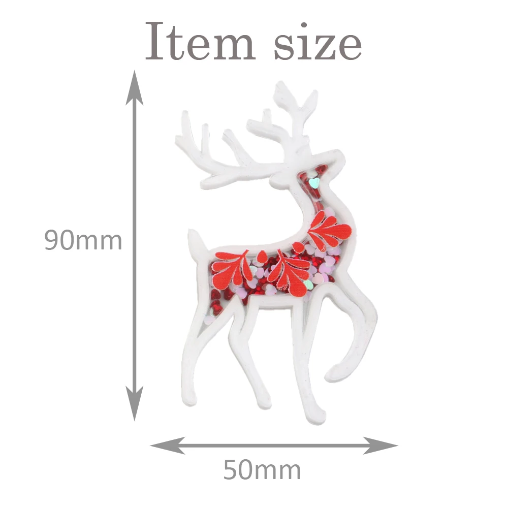 New Christmas Deer Transparent Plastic Resin with Colorful Sequins DIY Make Hair Clip Accessories Craft Handmade Decor,5Yc6894 - Цвет: 50x90mm