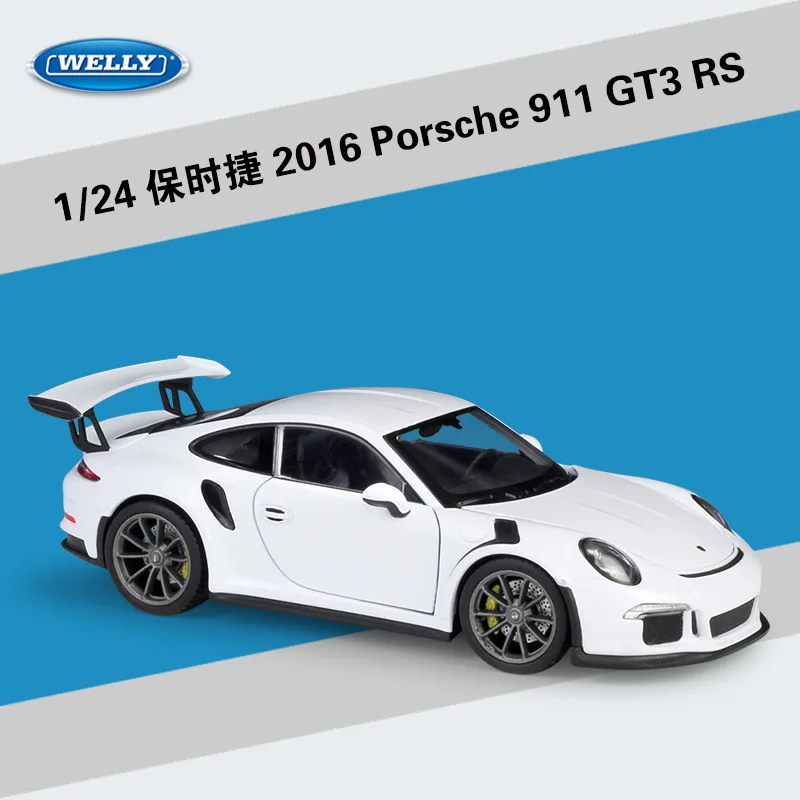 Металлический спортивный автомобиль 1:24 модель игрушки для Porschedal 911 GT3 RS 2016 с