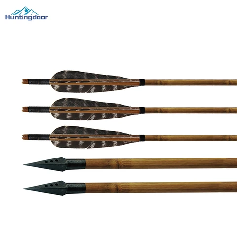 Setas de Bambu com o Aço de Alta Penas de Arco e Flecha de Caça Qualidade Três Buracos Setas Peru Acessórios 6 Pcs – 12 8mm