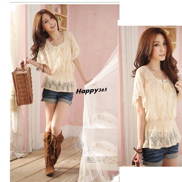 B5UT Women Two-Pieces Short Sleeve Sexy Cocktail Lace Vest Tops Blouses Shirt | Женская одежда