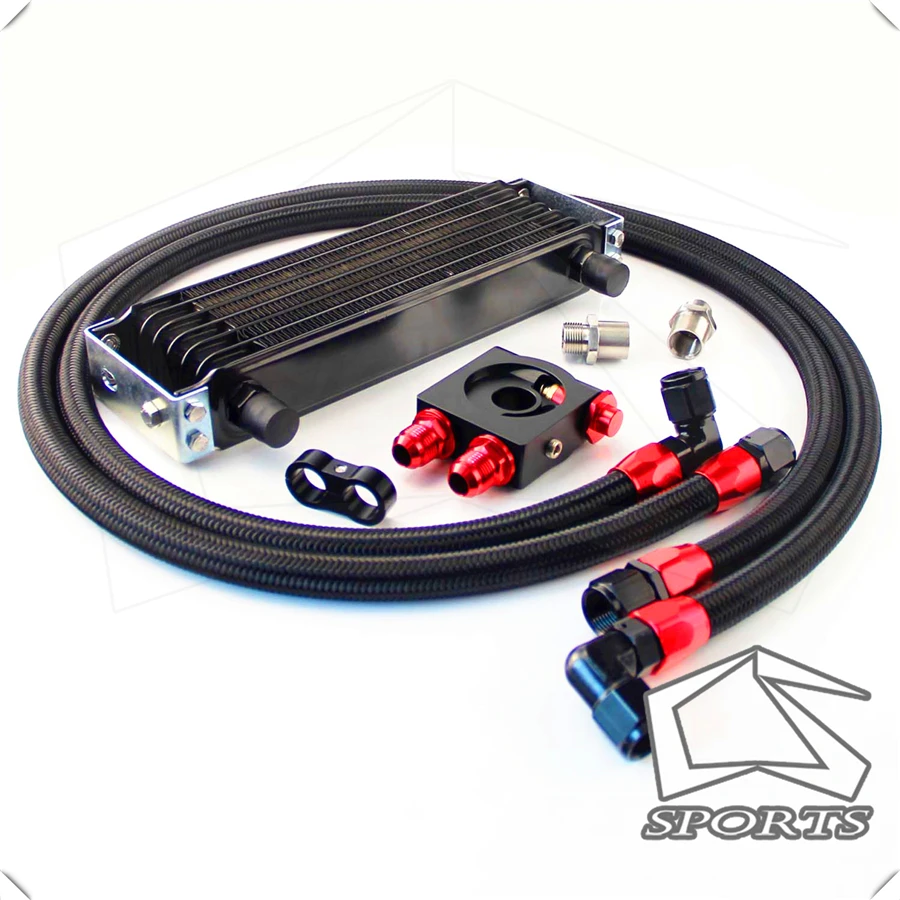 

Universal AN10 trust 7 row oil cooler + thermostat Sandwich Plate kit