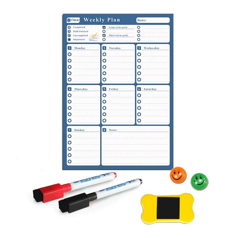 Yibay еженедельная магнитная доска с расписанием, доска для чтения/сообщений/записей, сухая стираемая доска для школы, дома, холодильника, 42*30 см школ