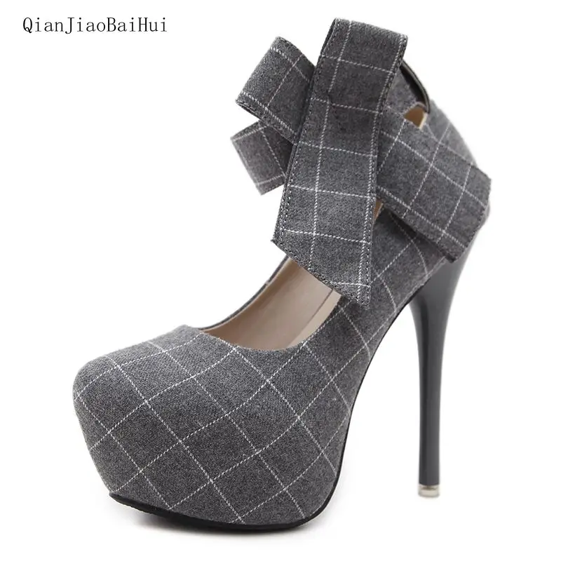 QianJiaoBaiHui Women Super High Heels Shoes Scottish plaid Colth Woman Pumps Sexy Bowtie Stiletto Party Club Shoes Women Heels QianJiaoBaiHui Women Super High Heels Shoes Scottish plaid Colth Woman Pumps Sexy Bowtie Stiletto Party Club Shoes Women Heels