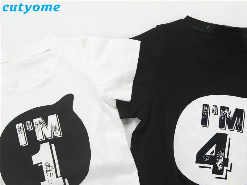 Cutyome детские номер футболка одежда дети мальчик Топы для девочек; футболки короткий рукав наряд для дня рождения семейная одежда