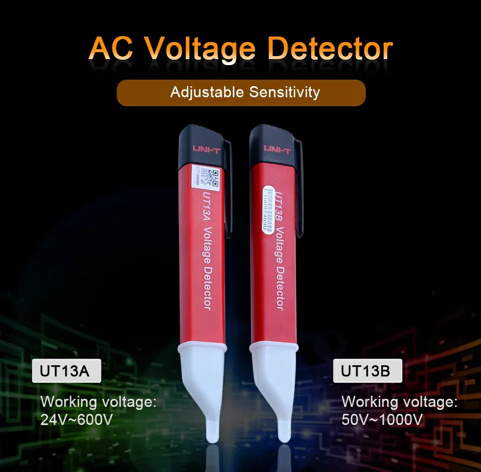 Бесконтактный UNI-T UT13B детекторы напряжения переменного тока Регулируемая чувствительность 50-1000 в электрическая ручка для проверок