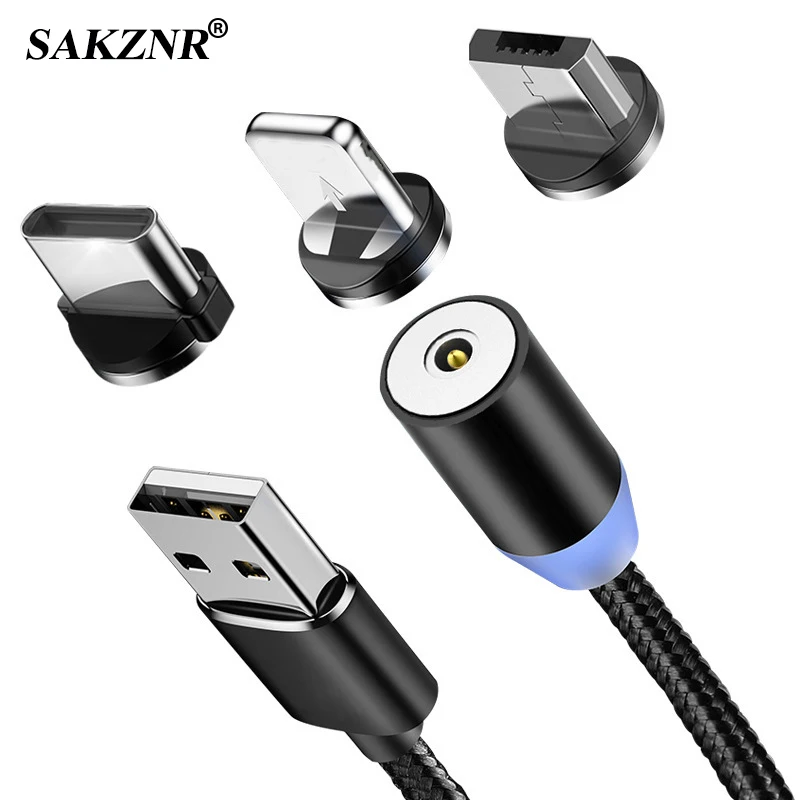 

SAKZNR Magnetic USB Cable Fast Charging Cable For iPhone X Xs Max XR Magnet Charger Micro USB Type C Cable For Samsung S10 S9 S8