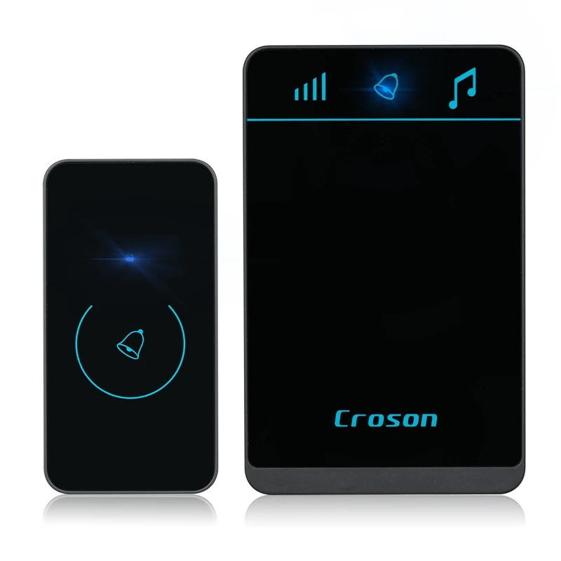 

2018 Hot Wireless Remote Control 2 in 1 Touch Screen LED Waterproof Black Music Doorbell Outdoorbell for Smart Home Security