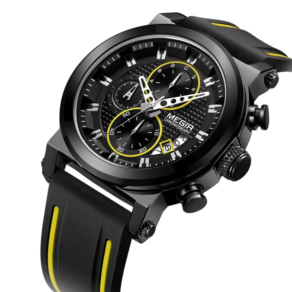 Orologio Mihawk A Forma Di Cerchione Auto - Design Sportivo Con Lancette Luminose - Cinturino Silicone Arancione - M-I8 - 2