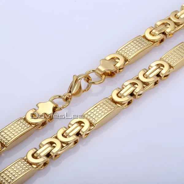 Fashion Gift 8mm Mens Chain Boys Necklace Gold Tone Flat Byzantine Link Stainless Steel Necklace Bracelet 18 36inch Dlkn275 Bracelet Stack Bracelet Chinesebracelet Element Aliexpress