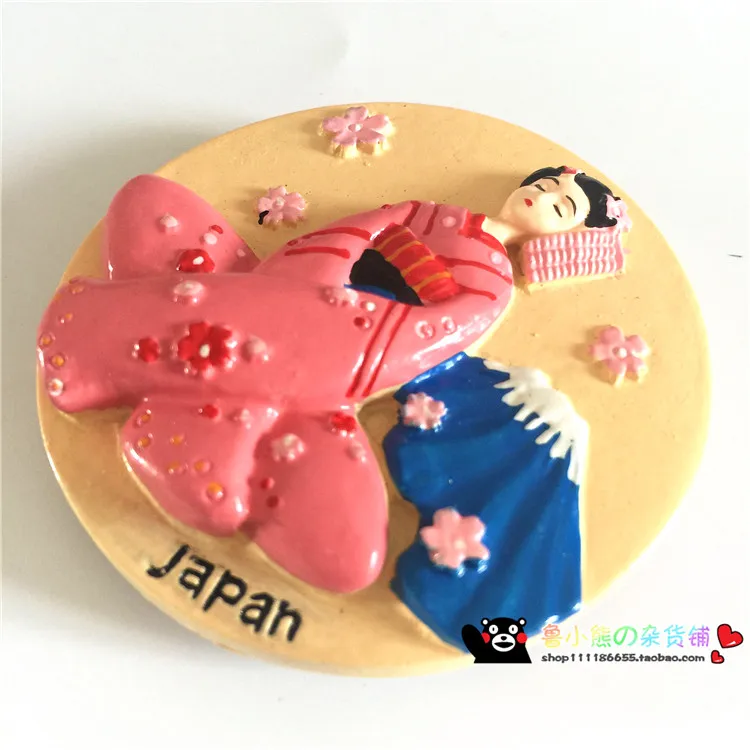 Смола 3D магниты на холодильник, японское кимоно, девочка на холодильник, магнитные наклейки, украшение дома, туристические сувениры