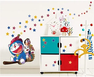 100 ШТ./ЛОТ Doraemon Серебристые Стены Наклейки Украшения Дома DIY Детская Комната Наклейка На Стену Фотообои QT124
