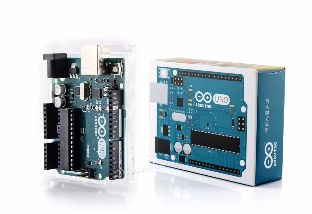 

Parts Original Arduino UNO R3, official CN Ver. comes with acrylic case Compatible with former Arduino UNO shields ATMEGA328P