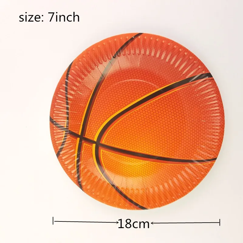 40 шт./лот Баскетбол спортивную тематику 20 штук Бумага чашки+ 20 штук 7 дюймовые пластины для детей, день рождения, мероприятие, вечеринка украшения поставки