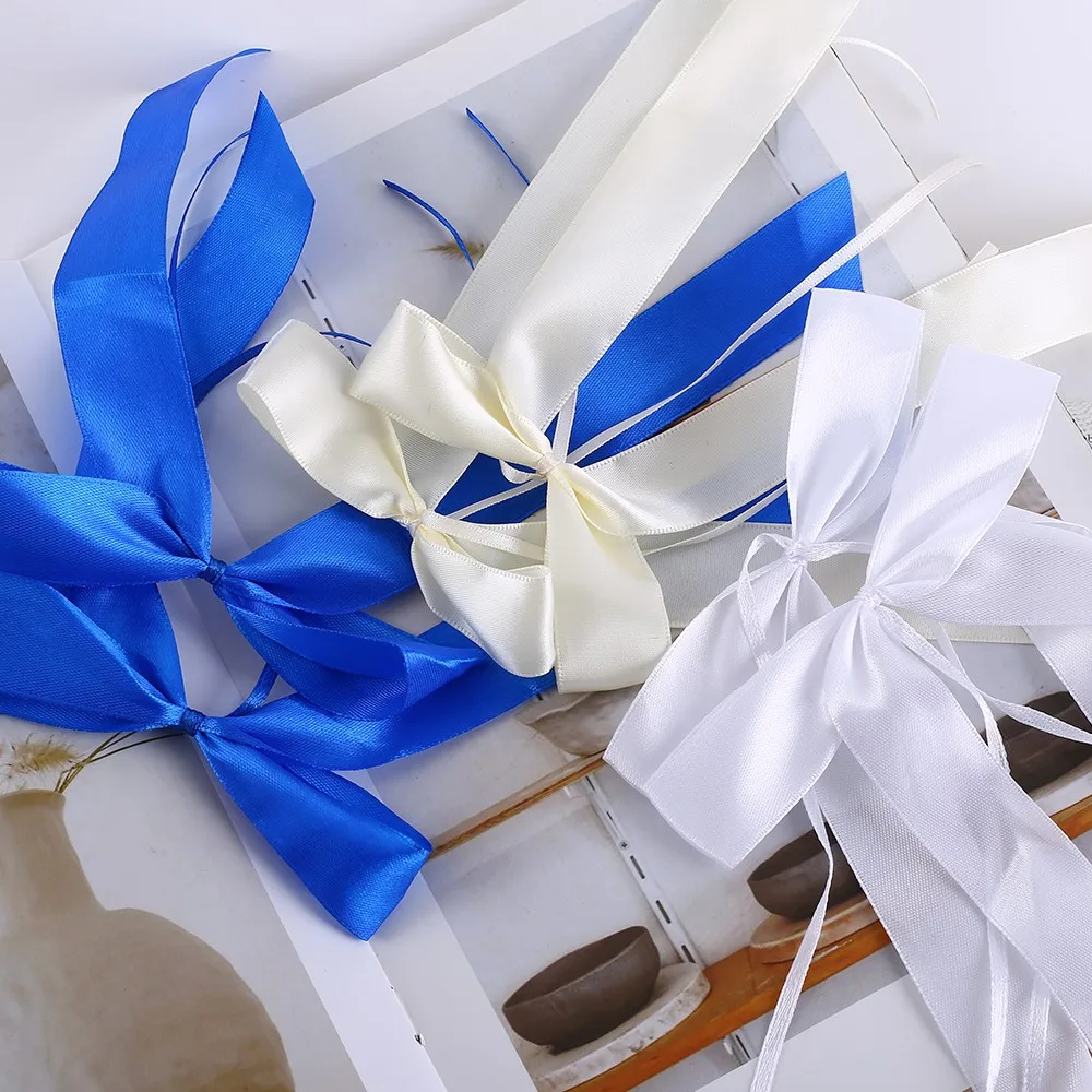 50pcs/bag 10x21cm DIY Bows Gift Packing Ribbons Wedding Bowknots Ribbon For Pull Flower Party Cars Chairs Decoration | Дом и сад