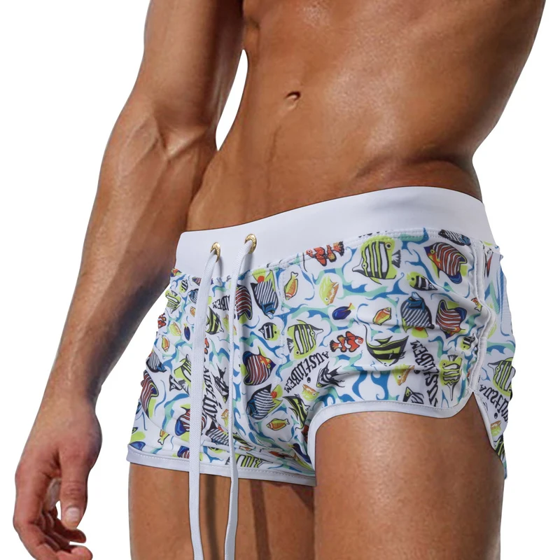 

AUSTINBEM New Cartoon Animal Printing Swimwear Men Back Pocket Swim Trunk Boxers Summer Beach Board Short Men Swimsuit Sunga 1A