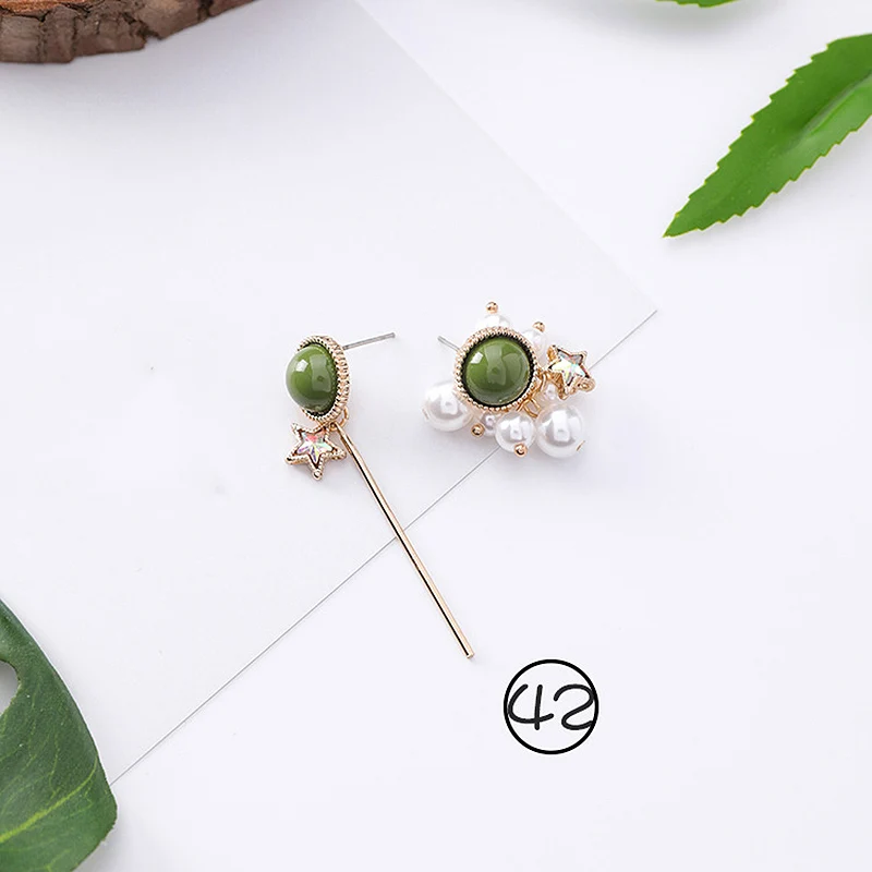 Новые корейские Простые ретро зеленые серьги с геометрическим цветком кактус акриловая подвеска женские серьги ювелирные изделия - Окраска металла: 17
