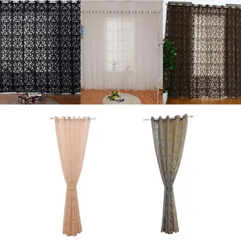 

Nordic Style Delicate Hollow Floral Printing Curtain Elegant Polyester Sheer Window Curtains Cafe Home Window Decoration 100X200