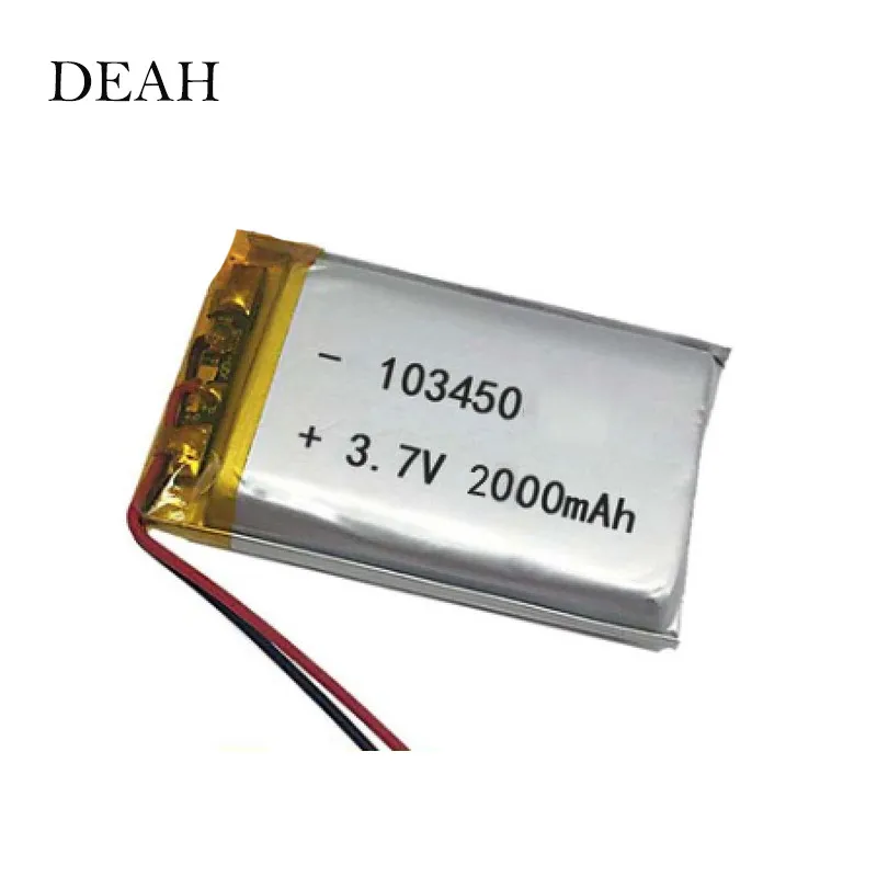 

3.7V 2000mAh 103450 Lipo Polymer Lithium Rechargeable Battery For GPS navigator MP5 GPS Bluetooth Speaker headset e-book camera