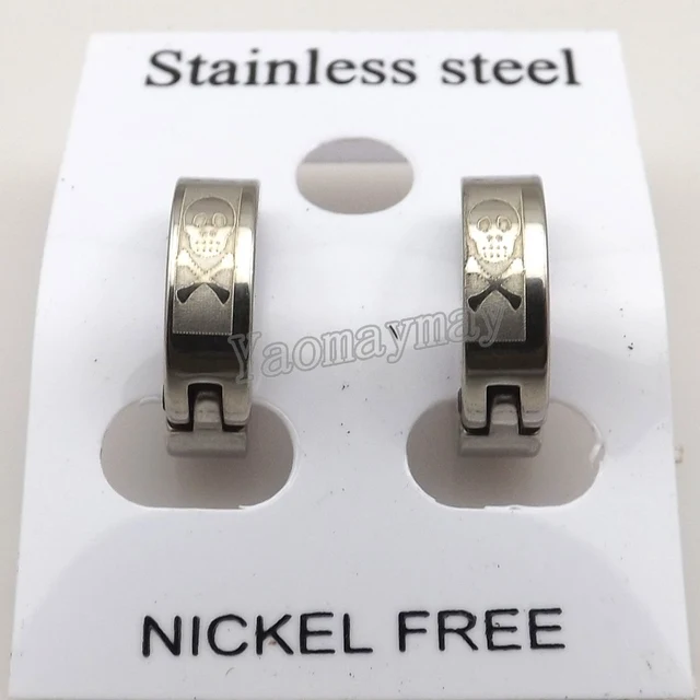Mix Stainless Steel Men's Ear Clips, Cool Men's Jewelry Free Shipping 3