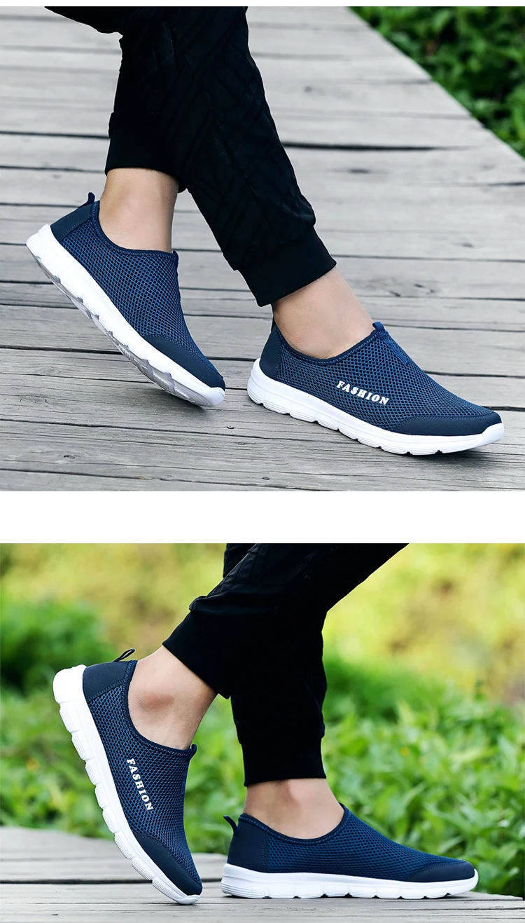 Fashion Summer Shoes Men Casual Air Mesh Shoes Lightweight Breathable Slip-On Flats Chaussure Homme Large Sizes 36-46 Wholesale