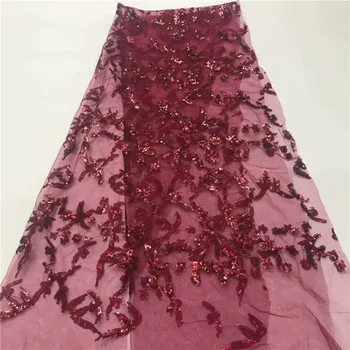 

Black 2019 Hot Sale Black Embroidered African Lace Fabric High Quality With Sequins French Net Guipure Lace Fabrics red