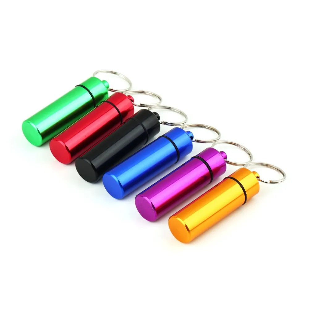 

1 pc Mini Portable Waterproof Aluminum Light Purple Pill Box Case Bottle Cache Drug Holder Container With Keychain