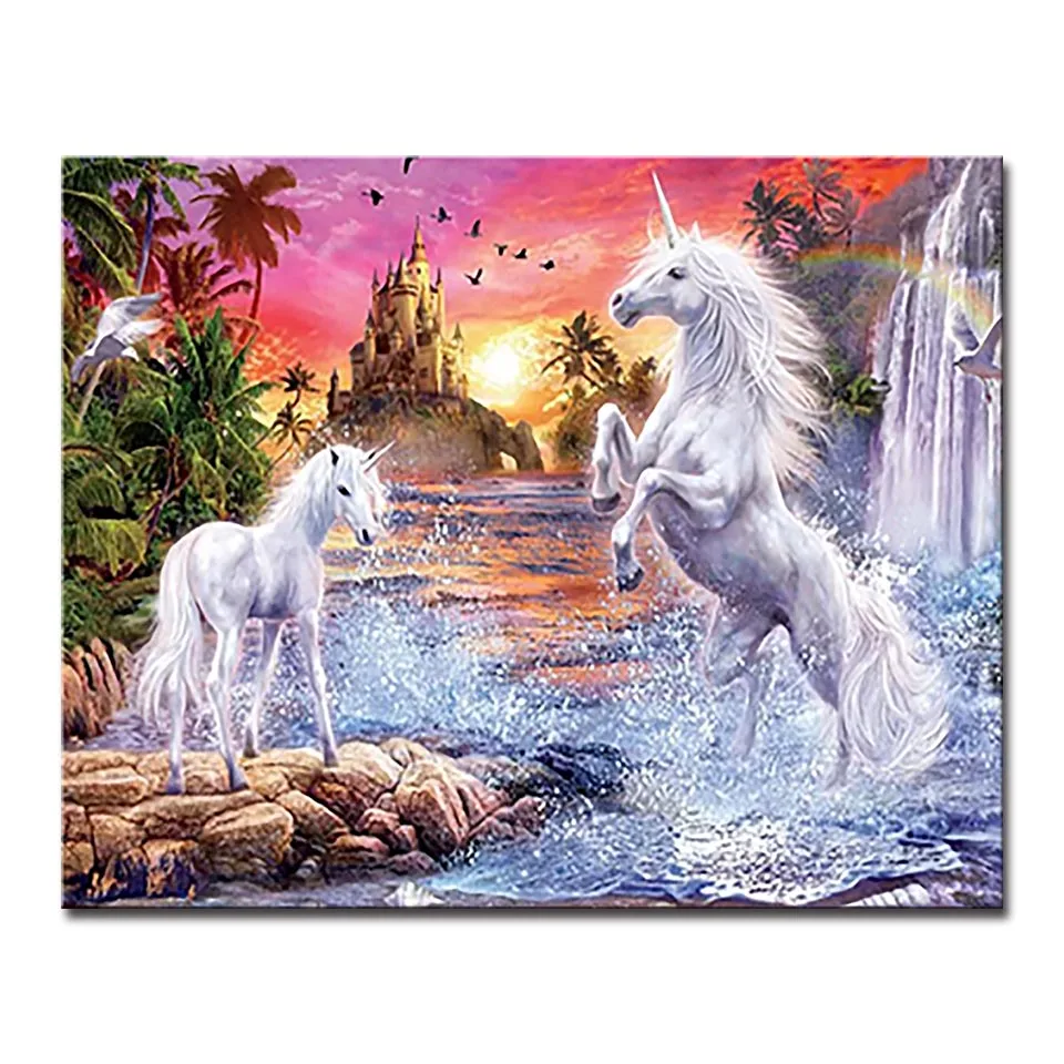 

Oil Painting By Numbers DIY Coloring Unicorn Pictures Digital Drawing Castle Seascape On Canvas Wall Art Home Decor Kids Gifts