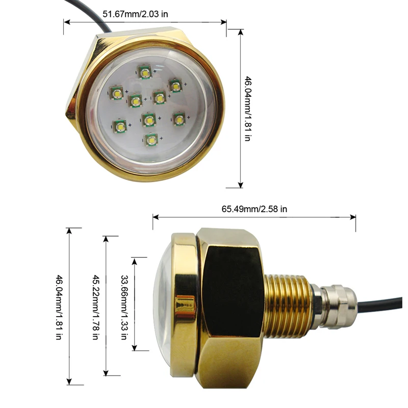 IP68 Водонепроницаемый 12 V-24 V 27W 9LED морской катер сливной светильник Титан сплав анти-коррозия парусный спорт навигации светильник подводный светодиодный светильник