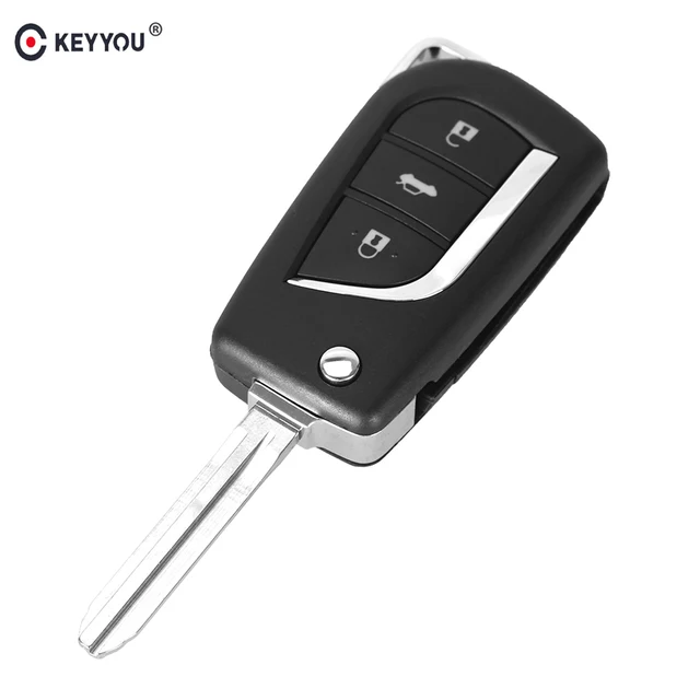 KEYYOU Replacement 3 Buttons Flip Folding Car Key Shell Blank Remote