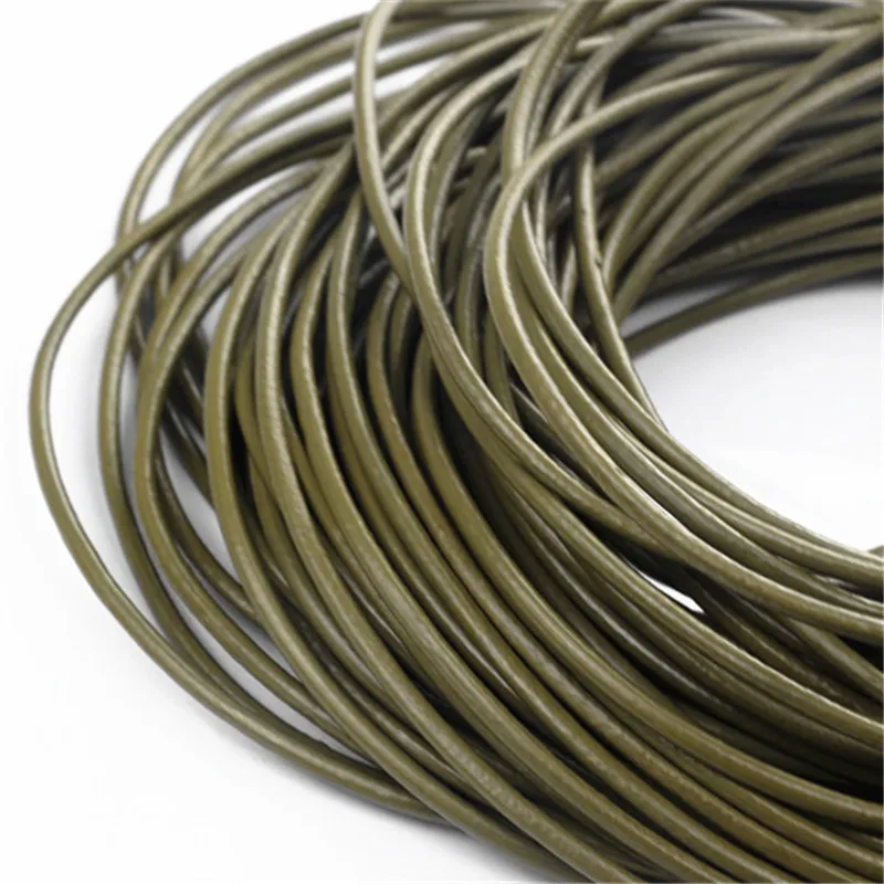 5 метров 3 мм шнуры из натуральной кожи круглый веревочный шнур для самостоятельного изготовления ювелирных изделий браслет Цепочки и ожерелья ювелирные изделия-Аксессуары - Цвет: Army Green