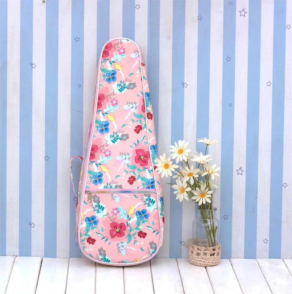 Укулеле сумка рюкзак сумки розовый цветок 12 мм утолщаются сопрано концерт тенор 21 23 26 дюймов гавайская гитара Аксессуары для гитары Gig
