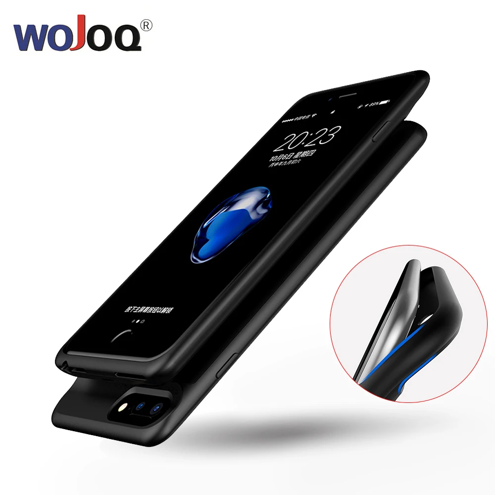 En Ligne WOJOQ Chargeur étui pour iphone 7 6 6 s Plus Ultra batterie de secours extra plate Cas batterie de secours externe De Charge Cas Couverture 5000 7000 mAh